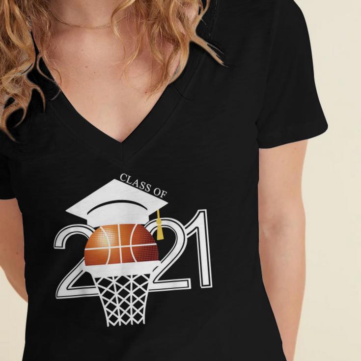 Class 2021 Graduation Senior Basketball Player Women's Jersey Short Sleeve Deep V-Neck Tshirt