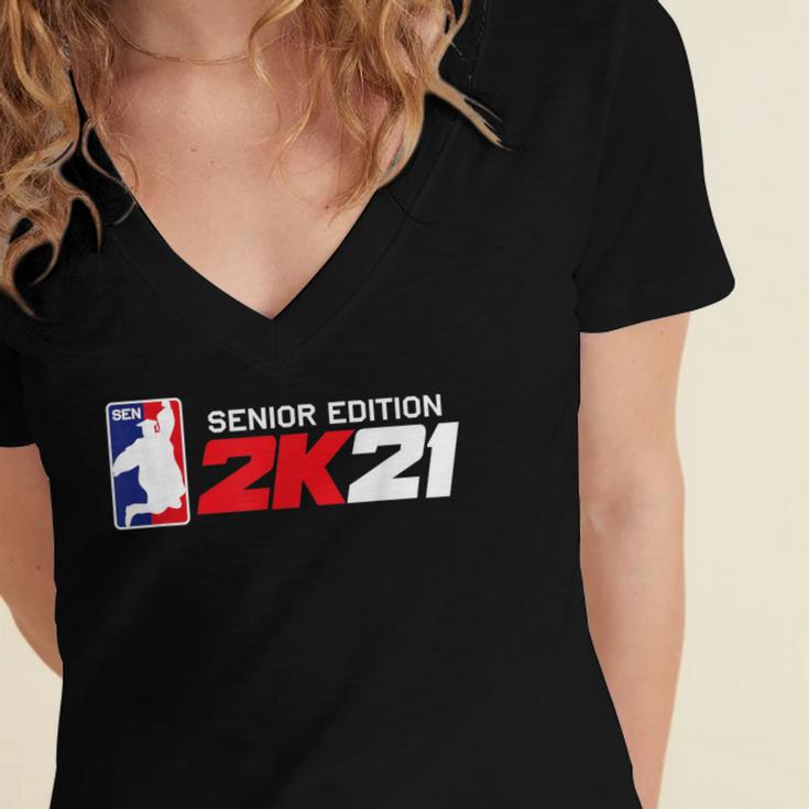 Class Of 2021 Senior Year Gamer Style Graduation For Grad Women's Jersey Short Sleeve Deep V-Neck Tshirt