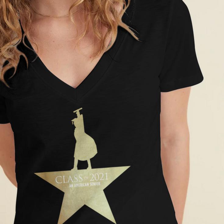 Class Of 2021 Senior Year Musical Style Graduation For Grad Women's Jersey Short Sleeve Deep V-Neck Tshirt