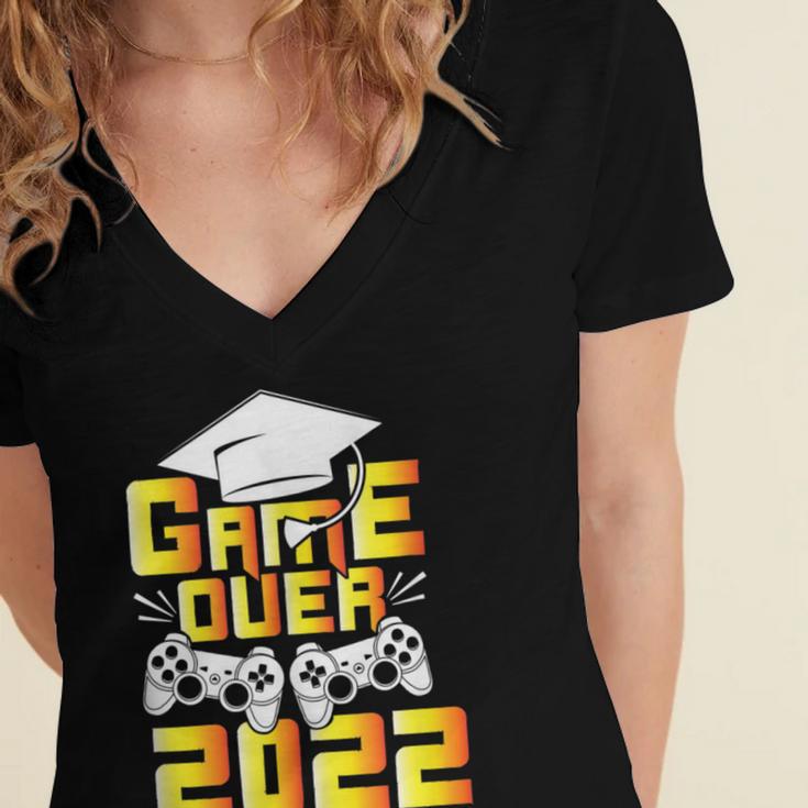 Class Of 2022 Graduation Gamer Video Console Graduate Class Women's Jersey Short Sleeve Deep V-Neck Tshirt