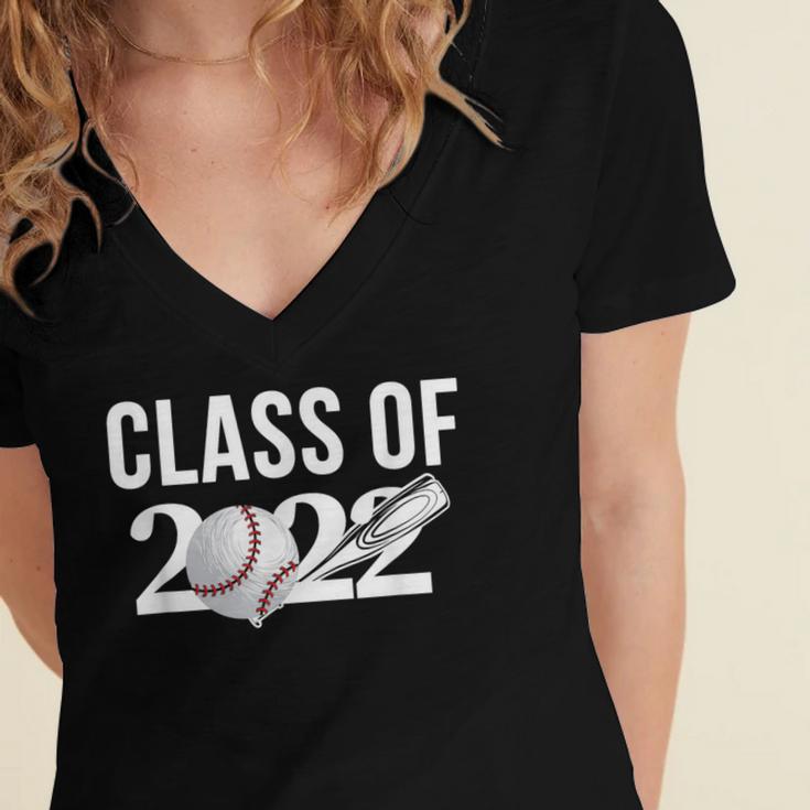 Class Of 2022 Graduation Senior Baseball Player Women's Jersey Short Sleeve Deep V-Neck Tshirt