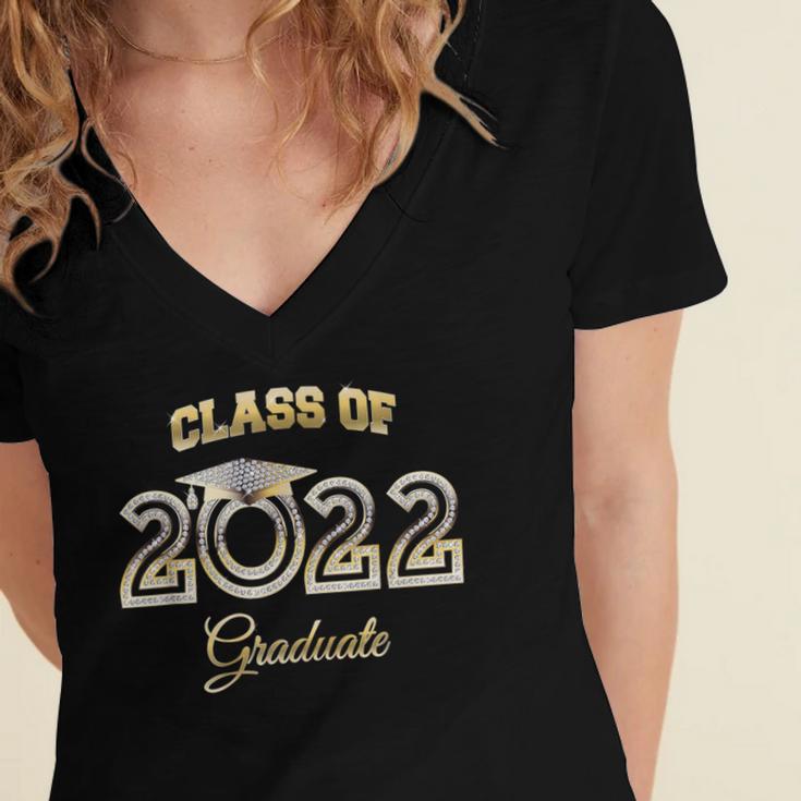 Class Of 2022 Graduation Senior Graduate Matching Grad Women's Jersey Short Sleeve Deep V-Neck Tshirt