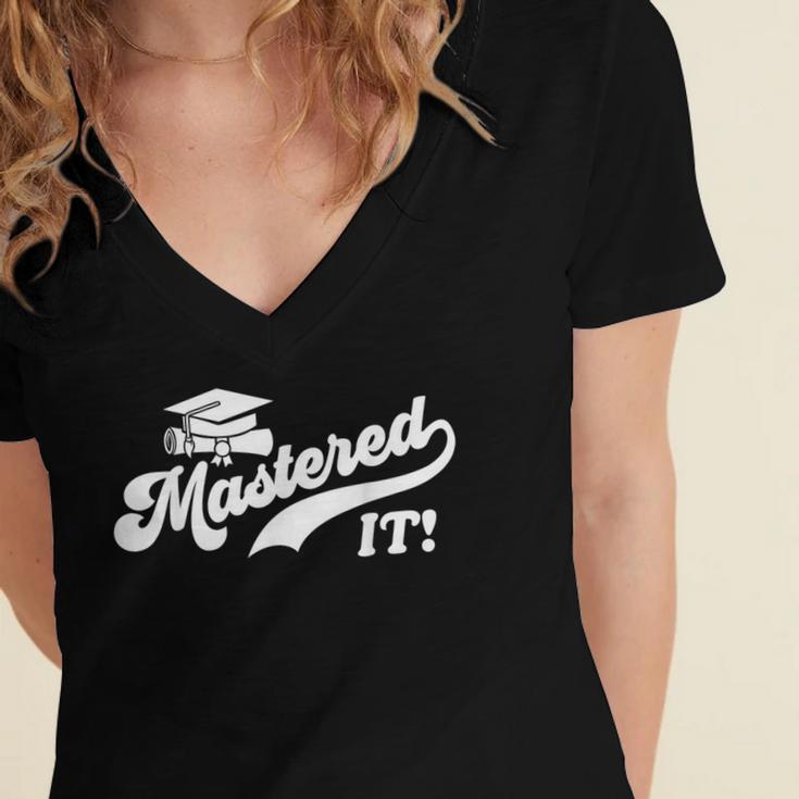 Class Of 2022 Mastered It College Masters Degree Graduation Women's Jersey Short Sleeve Deep V-Neck Tshirt