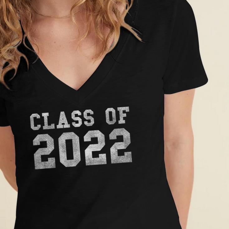 Class Of 2022 Senior Graduation Student Women's Jersey Short Sleeve Deep V-Neck Tshirt