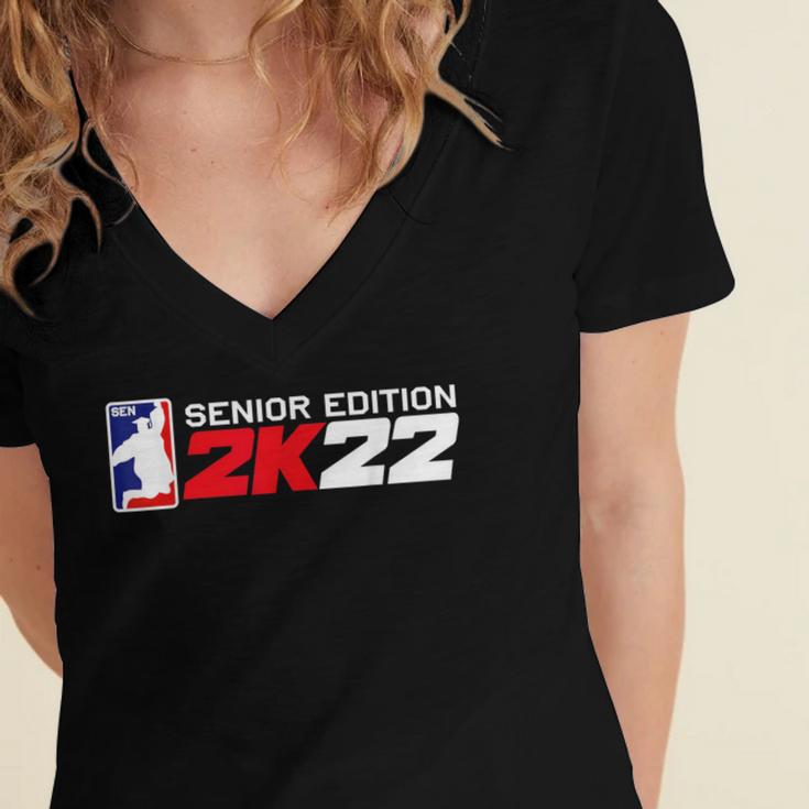 Class Of 2022 Senior Year Gamer Style Graduation For Grad Women's Jersey Short Sleeve Deep V-Neck Tshirt
