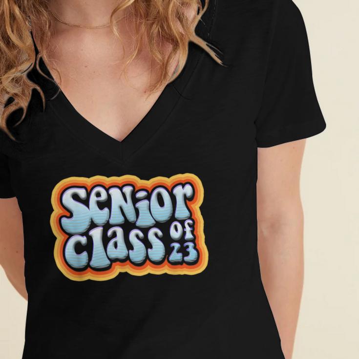 Class Of 2023 Graduating Senior Graduation Women's Jersey Short Sleeve Deep V-Neck Tshirt