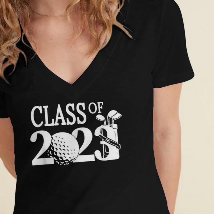 Class Of 2023 Graduation Senior Golfer Golf Player Women's Jersey Short Sleeve Deep V-Neck Tshirt