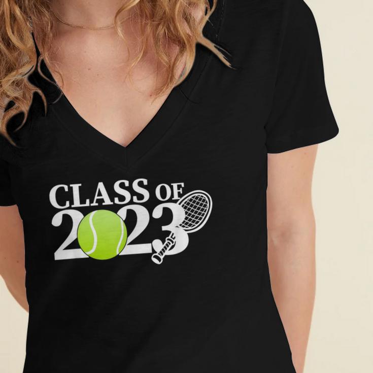 Class Of 2023 Graduation Senior Tennis Player Women's Jersey Short Sleeve Deep V-Neck Tshirt