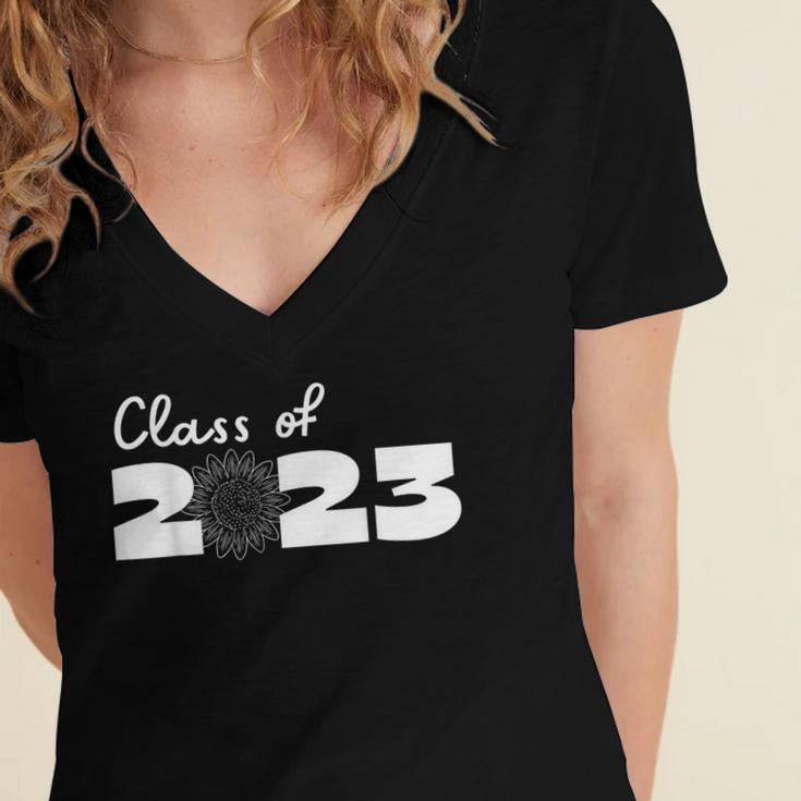 Class Of 2023 Seniors 23 Senior Graduation Idea Flower Women's Jersey Short Sleeve Deep V-Neck Tshirt