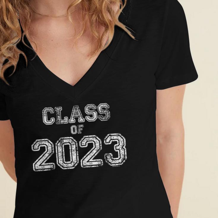 Class Of 2023 Shirt Senior 2023 Graduation Her Women Women's Jersey Short Sleeve Deep V-Neck Tshirt
