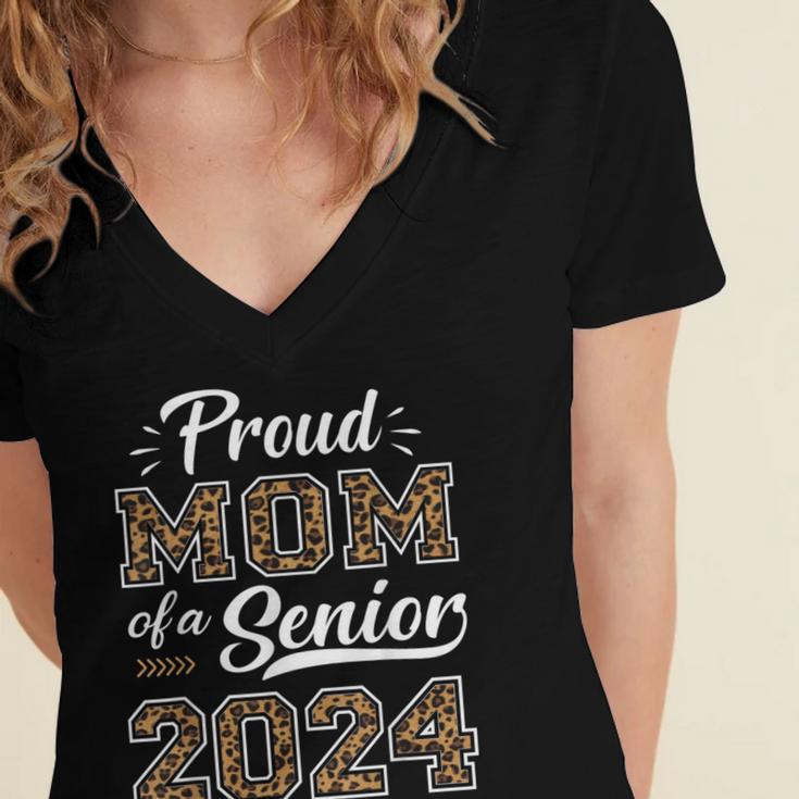 Class Of 2024 Proud Mom Of Senior Class 24 Graduation Women's Jersey Short Sleeve Deep V-Neck Tshirt