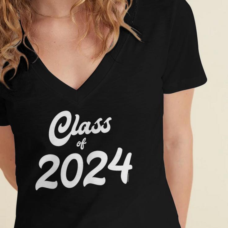 Class Of 2024 Shirt Graduation Her Women Senior Class Women's Jersey Short Sleeve Deep V-Neck Tshirt