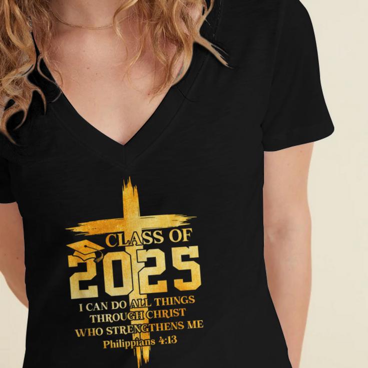 Class Of 2025 Christian Graduation Senior Graduate Men Women Women's Jersey Short Sleeve Deep V-Neck Tshirt