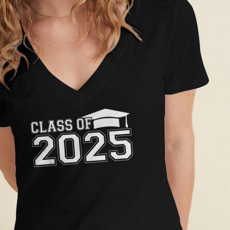 Class Of 2025 First Day Of School Kindergarten Graduation Women's Jersey Short Sleeve Deep V-Neck Tshirt