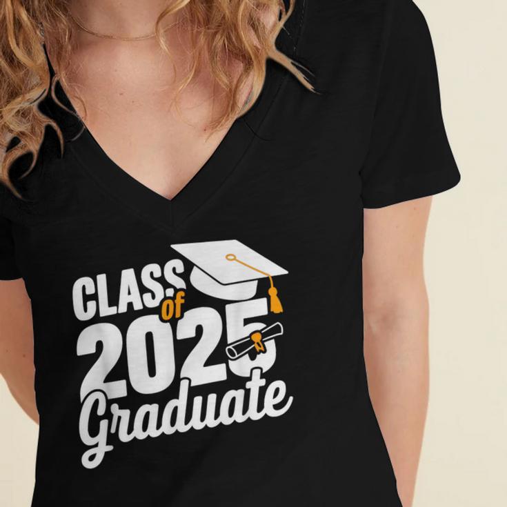 Class Of 2025 Graduate 2025 Graduation Women's Jersey Short Sleeve Deep V-Neck Tshirt