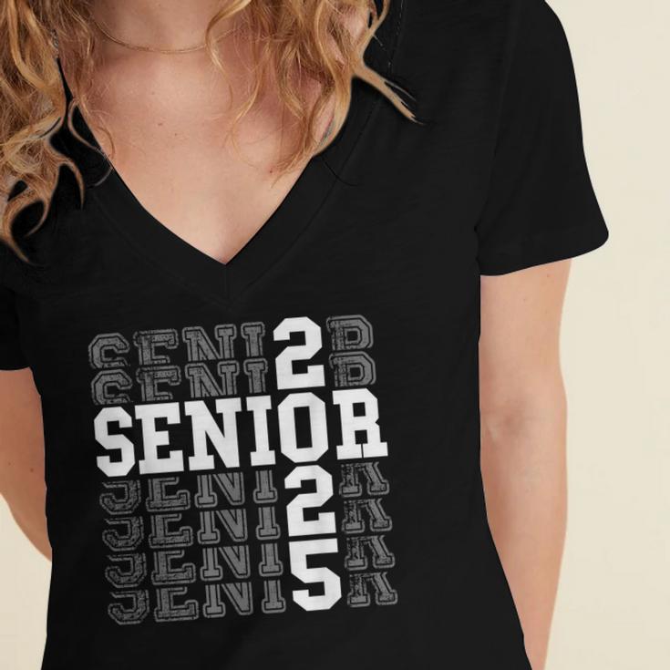 Class Of 2025 Senior 2025 Back To School 2025 Graduation 25 Women's Jersey Short Sleeve Deep V-Neck Tshirt