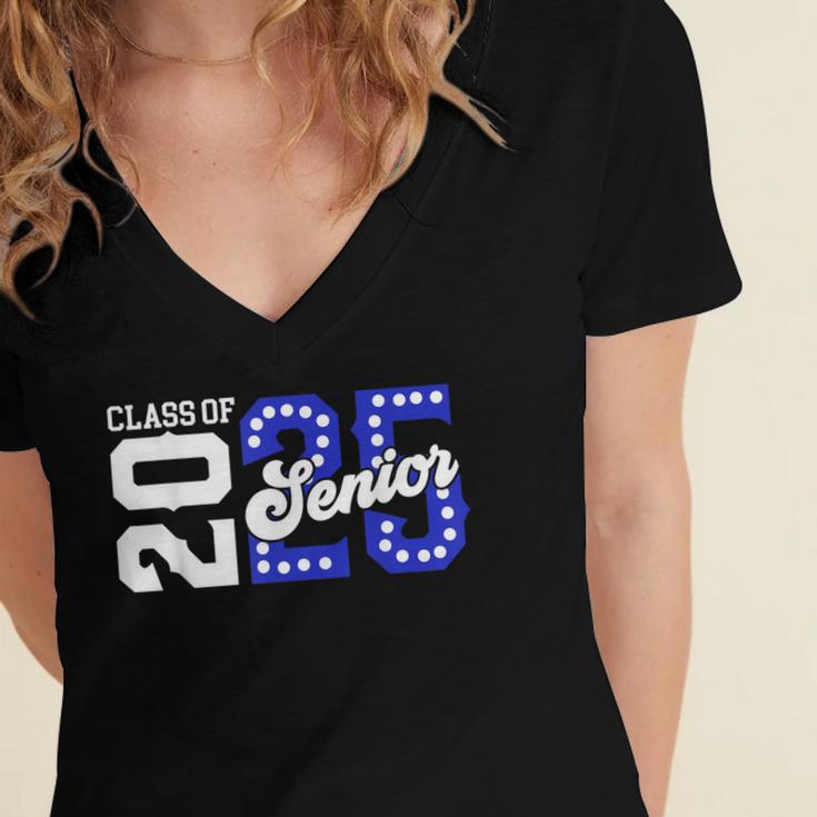 Class Of 2025 Senior 2025 Back To School Graduation Party Women's Jersey Short Sleeve Deep V-Neck Tshirt