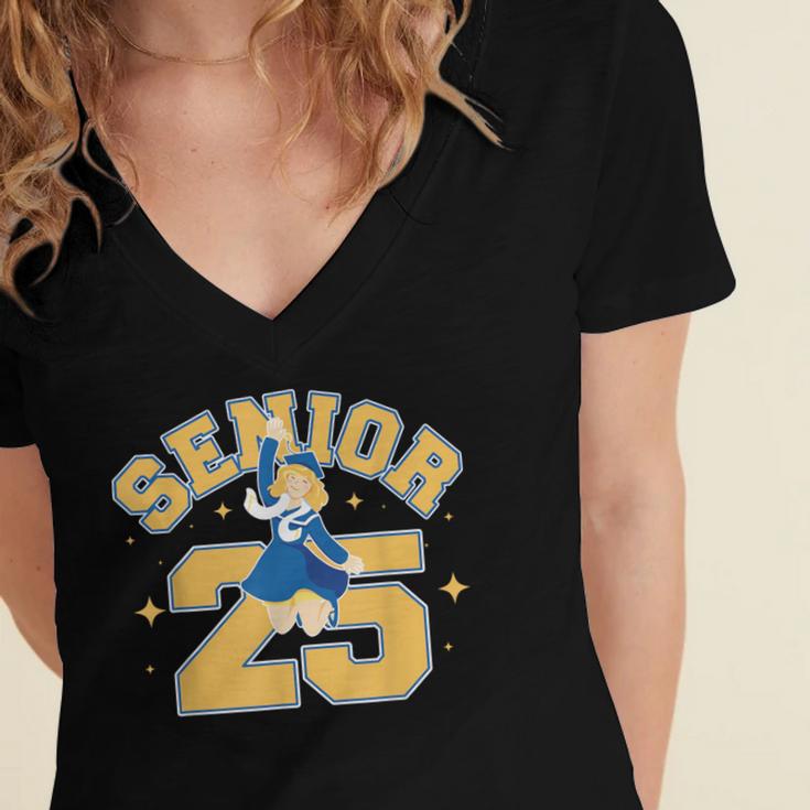 Class Of 2025 Senior 2025 Graduation Senior Boys Girls Women's Jersey Short Sleeve Deep V-Neck Tshirt