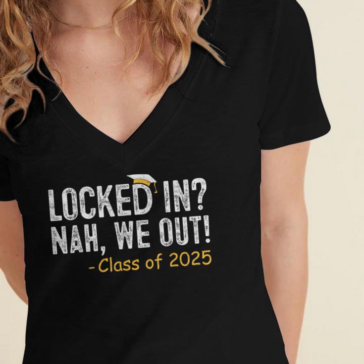 We Out Class Of 2025 Senior Graduation Graduate Grad Women's Jersey Short Sleeve Deep V-Neck Tshirt