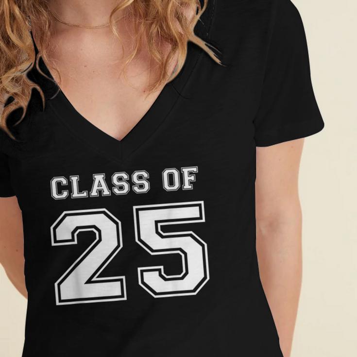 Class Of 2025 Senior Graduation High School Back To School Women's Jersey Short Sleeve Deep V-Neck Tshirt
