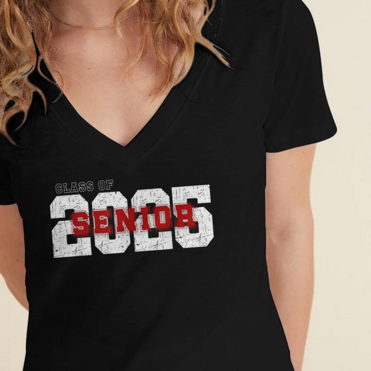 Class Of 2025 Senior Graduation 2025 And Red Women's Jersey Short Sleeve Deep V-Neck Tshirt