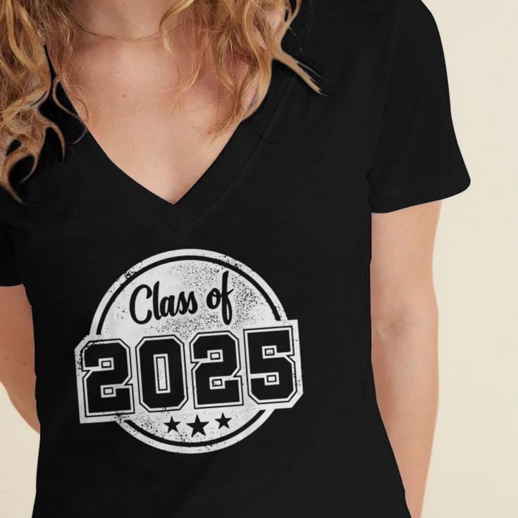 Class Of 2025 Senior School Graduation College Women's Jersey Short Sleeve Deep V-Neck Tshirt