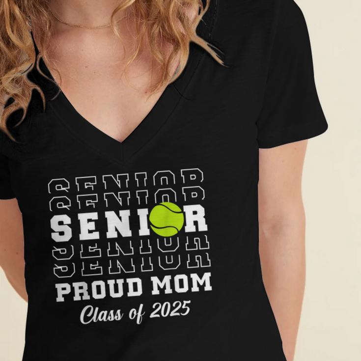 Class Of 2025 Tennis Mom Senior Graduation Graduate Women's Jersey Short Sleeve Deep V-Neck Tshirt