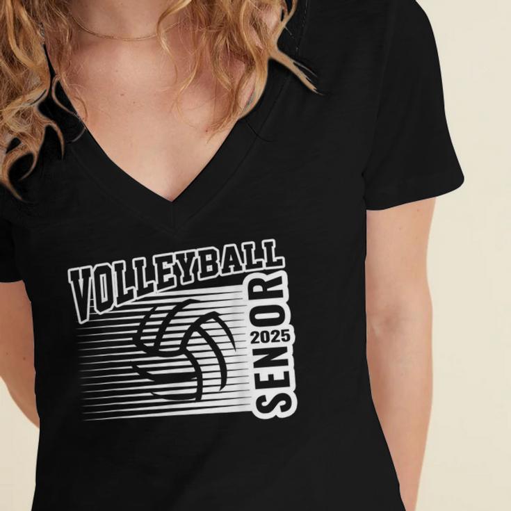 Class Of 2025 Volleyball Senior Class 25 Graduation Women's Jersey Short Sleeve Deep V-Neck Tshirt