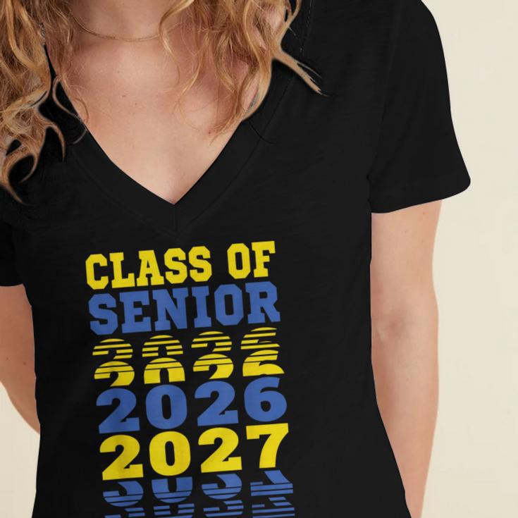 Class Of 2026 2027 Senior Graduation Students Women's Jersey Short Sleeve Deep V-Neck Tshirt