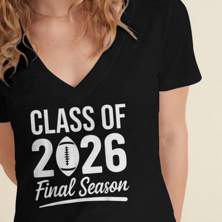 Class Of 2026 Final Season Senior 2026 Football Graduation Women's Jersey Short Sleeve Deep V-Neck Tshirt