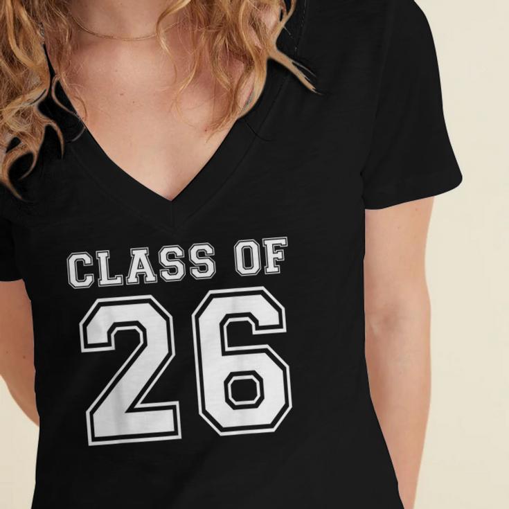 Class Of 2026 Freshman High School Senior Graduation Women's Jersey Short Sleeve Deep V-Neck Tshirt