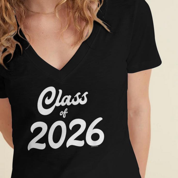 Class Of 2026 Graduation School Spirit Her Senior Class Women's Jersey Short Sleeve Deep V-Neck Tshirt