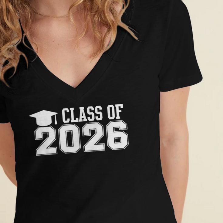 Class Of 2026 Graduation School Vintage Spirit Senior 2026 Women's Jersey Short Sleeve Deep V-Neck Tshirt