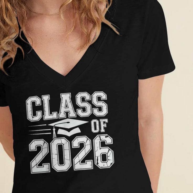 Class Of 2026 Graduation Senior School Pride Women's Jersey Short Sleeve Deep V-Neck Tshirt