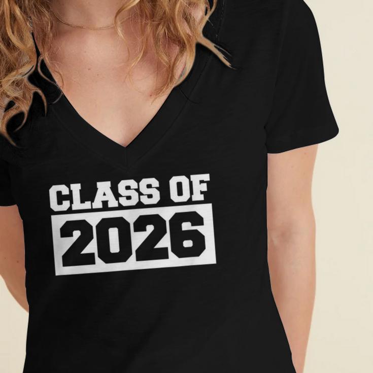 Class Of 2026 Graduation Year Women's Jersey Short Sleeve Deep V-Neck Tshirt