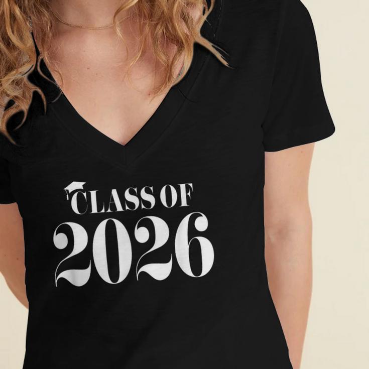 Class Of 2026 High School Senior Graduation Party Vintage Women's Jersey Short Sleeve Deep V-Neck Tshirt