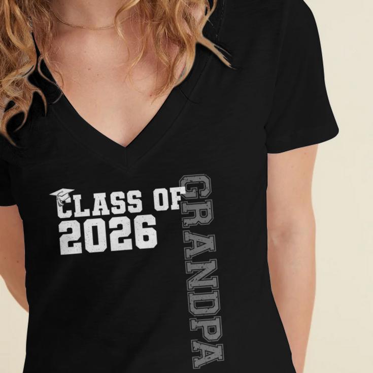 Class Of 2026 Proud Grandpa Of A 2026 Graduate Graduation Women's Jersey Short Sleeve Deep V-Neck Tshirt