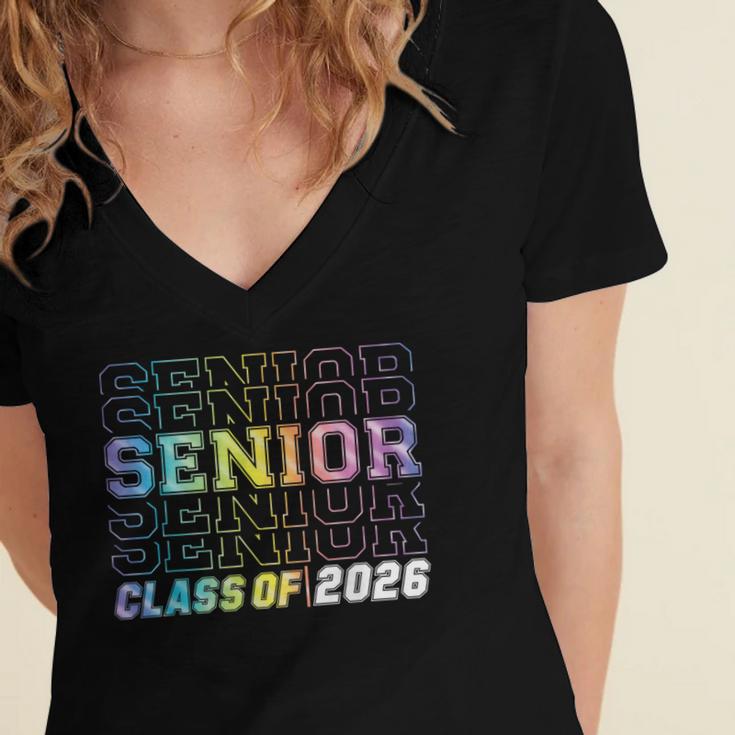 Class Of 2026 Senior 2026 Back To School 2026 Graduation 26 Women's Jersey Short Sleeve Deep V-Neck Tshirt