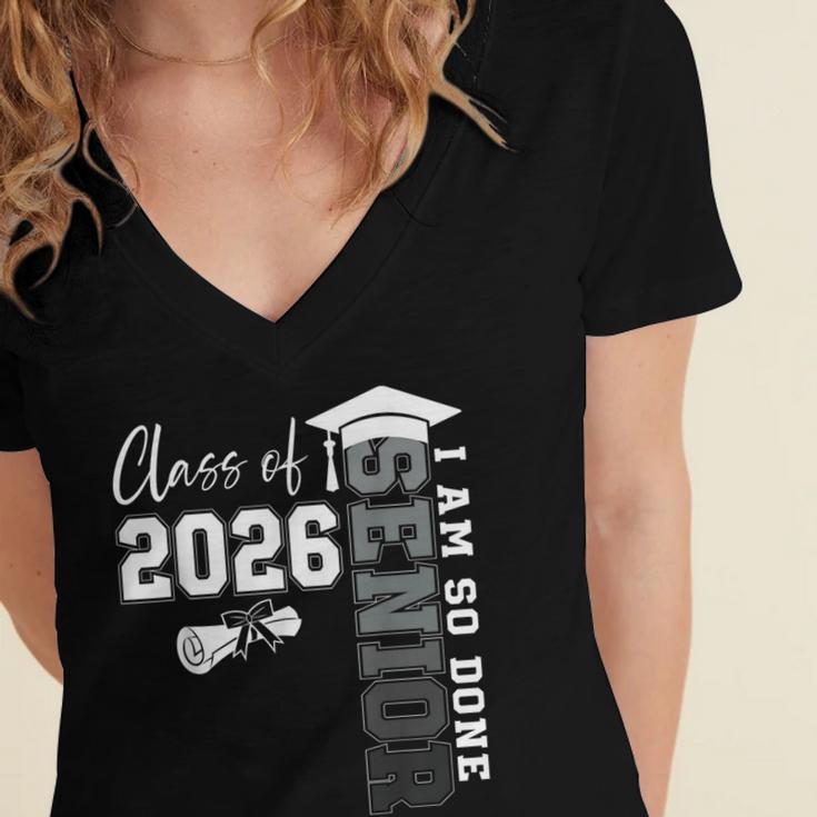 Class Of 2026 Senior 2026 Graduation Decoration Men Senior Women's Jersey Short Sleeve Deep V-Neck Tshirt