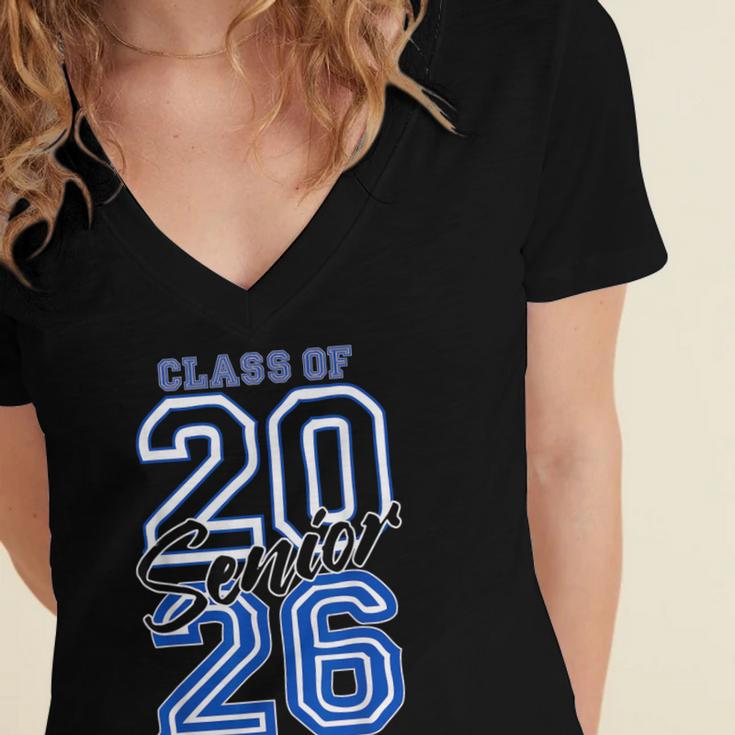 Class Of 2026 Senior Graduation High School And College Grad Women's Jersey Short Sleeve Deep V-Neck Tshirt