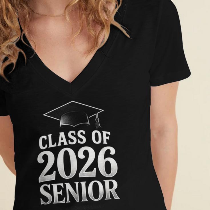 Class Of 2026 Senior Graduation School College Women's Jersey Short Sleeve Deep V-Neck Tshirt
