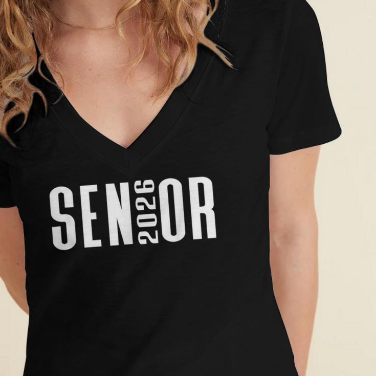 Class Of 2026 Senior Themed Graphic Art Graduation Women's Jersey Short Sleeve Deep V-Neck Tshirt