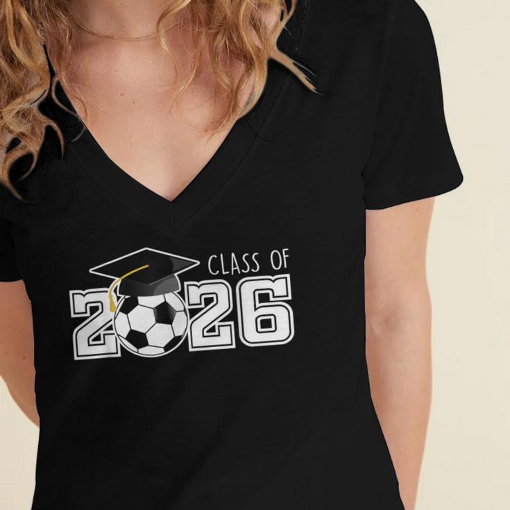 Class Of 2026 Senior 2026 Soccer High School Graduation Women's Jersey Short Sleeve Deep V-Neck Tshirt
