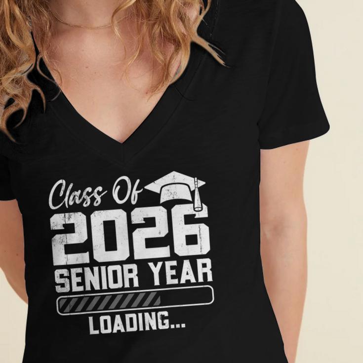 Class Of 2026 Senior Year Loading Countdown Graduation Women's Jersey Short Sleeve Deep V-Neck Tshirt