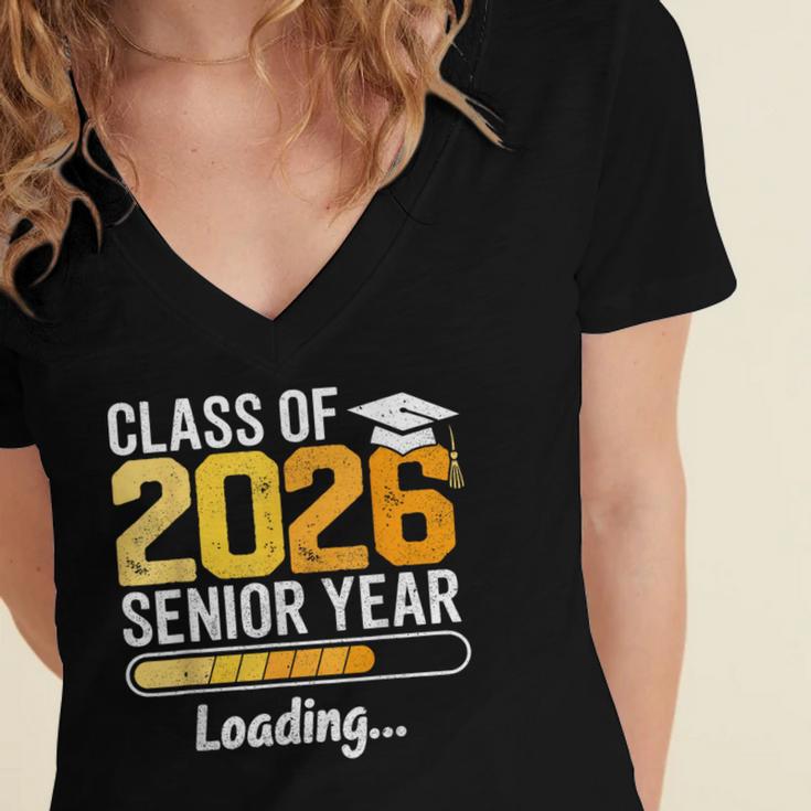 Class Of 2026 Senior Year Loading Senior 2026 Graduation Women's Jersey Short Sleeve Deep V-Neck Tshirt