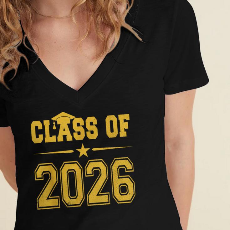 Class Of 2026 Shirt Graduation Women's Jersey Short Sleeve Deep V-Neck Tshirt