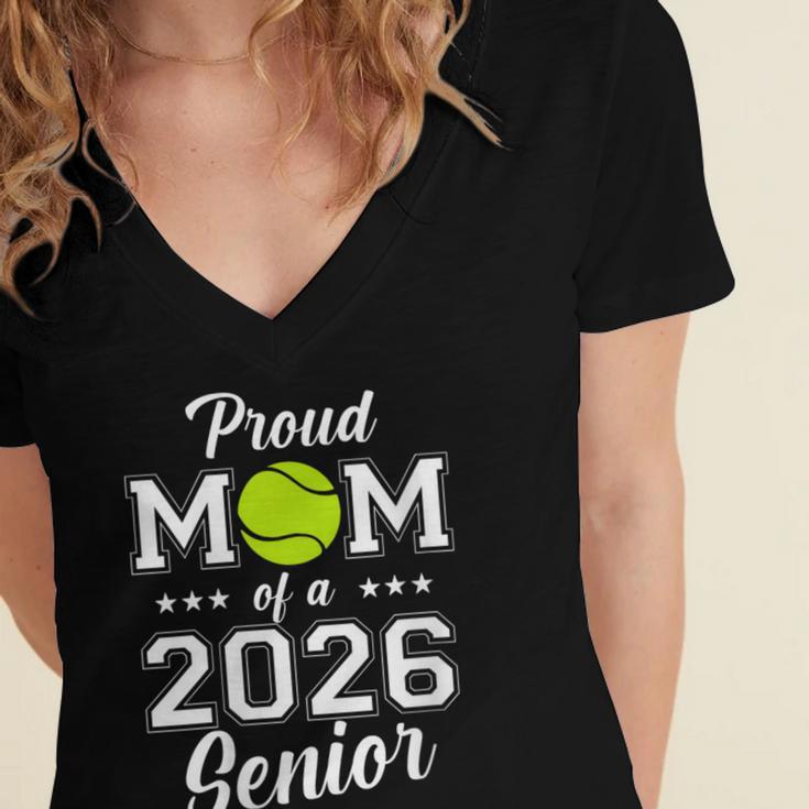 Class Of 2026 Tennis Mom Senior Graduation Graduate Women's Jersey Short Sleeve Deep V-Neck Tshirt