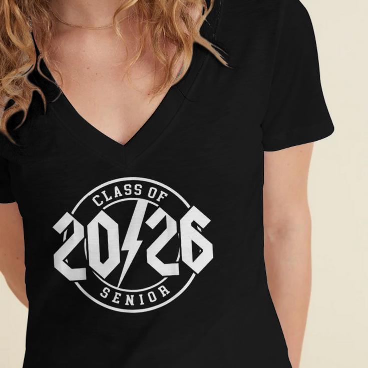 Class Of 2026 Twenty 26 Classic Rock Graduation Senior 2026 Women's Jersey Short Sleeve Deep V-Neck Tshirt