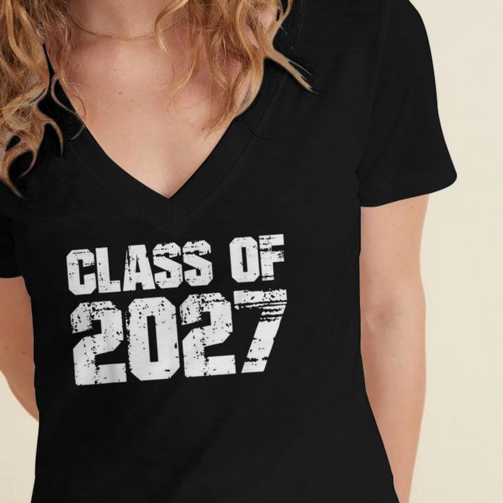 Class Of 2027 High School College Graduation Reunion T-Shirt Women's Jersey Short Sleeve Deep V-Neck Tshirt