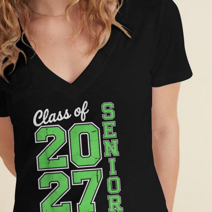 Class Of 2027 Senior 27 High School Graduation Senior 2027 Women's Jersey Short Sleeve Deep V-Neck Tshirt